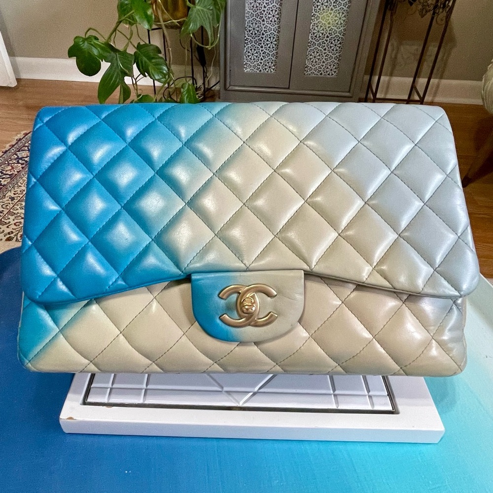 Chanel Blue Ombré Single Flap Jumbo Bag